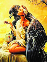 Орёл охраняет девушку