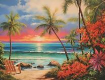 Красочный закат на море