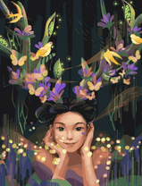 Без бренда «Темноглазая девчонка с цветами и птицами в волосах» в Улан-Удэ