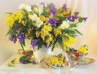 Без бренда «Букет из мимозы и колокольчиков в вазе» в Улан-Удэ в интернет-магазине  Без бренда «Букет из мимозы и колокольчиков в вазе» в Улан-Удэ