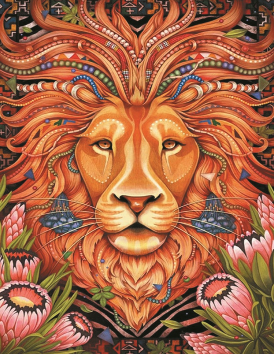 Алмазная мозаика 40x50 Лев с украшенной гривой