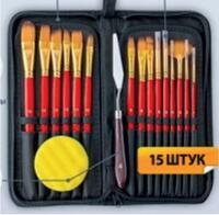 Без бренда «Набор кистей для рисования в чехле, премиум набор (15 нейлоновых кистей, 1 мастихин) красные» в Улан-Удэ в интернет-магазине Без бренда «Набор кистей для рисования в чехле, премиум набор (15 нейлоновых кистей, 1 мастихин) красные» в Улан-Удэ