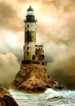 Одинокий маяк на скалистом острове