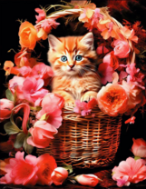 Без бренда «Рыжий котенок в корзине с цветами» в Улан-Удэ в интернет-магазине  Без бренда «Рыжий котенок в корзине с цветами» в Улан-Удэ