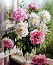 Без бренда «Пионы в прозрачной вазе у окна» в Улан-Удэ