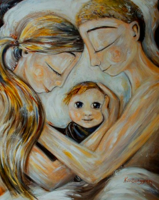 Картина по номерам 40x50 Семья со счастливым ребёнком